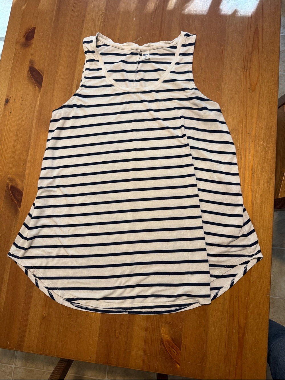 Old Navy White and Navy Striped Tank Top